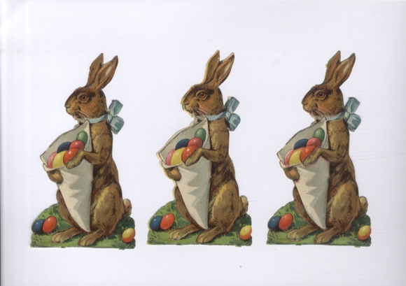 3 wafer Easter bunnies with colorful Easter eggs, each approx. 14 x 8 cm