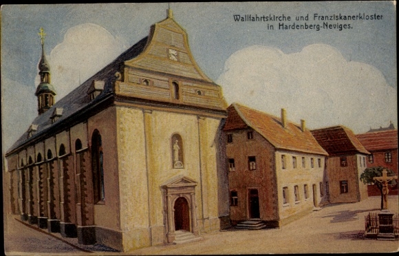 Postcard Hardenberg Neviges Velbert North Rhine Westphalia, pilgrimage church, Franciscan monastery