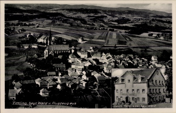Ak Tittling im Dreiburgenland Niederbayern, Fliegeraufnahme, Gasthaus Habereder