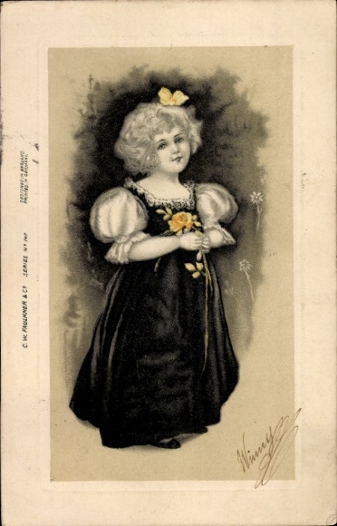 Postcard Bordeaux Gironde, girl with flower in hair and dress.