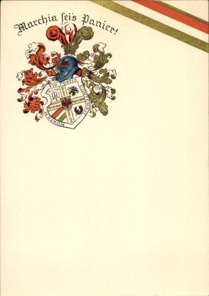 Studentika Postcard Berlin, Corps Marchia, coat of arms