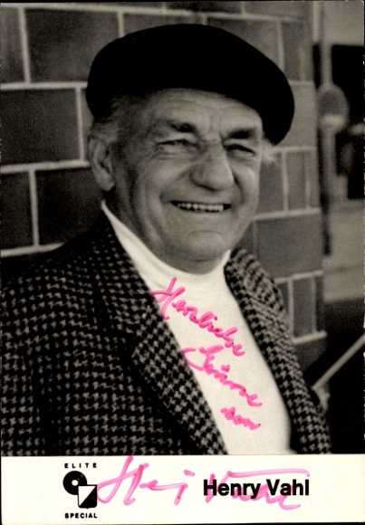 Postcard actor and singer Henry Vahl, portrait, autograph