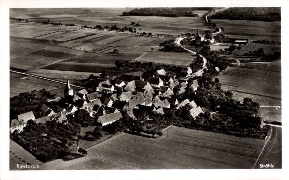 Postcard Riedbach Obersontheim in Württemberg, aerial photograph