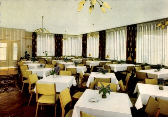 Ak Flammersfeld in het Westerwald, Hotel Bergischer Hof, eetkamer