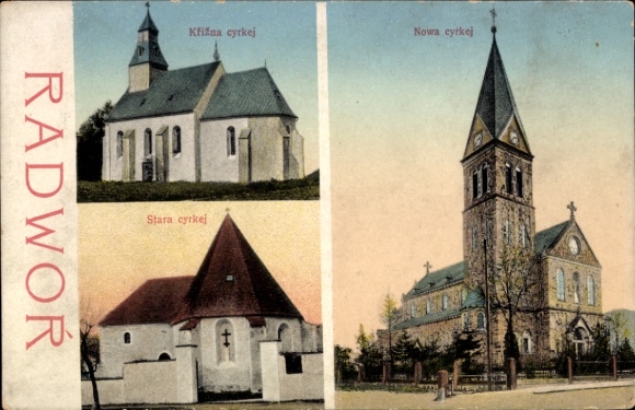 Ak Radwor Radibor in Sachsen, Neue und Alte Kirche, Kreuzkirche