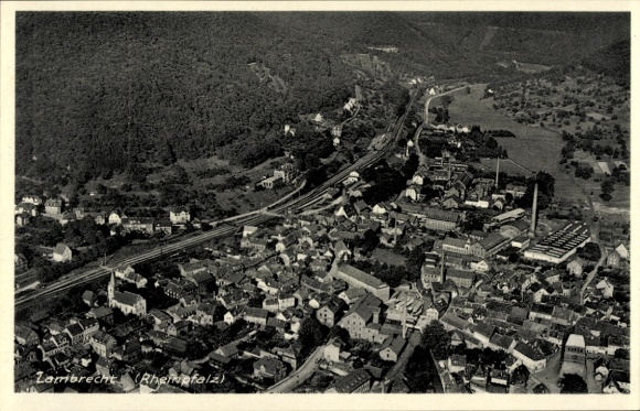 Postcard Lambrecht in the Palatinate, aerial photograph