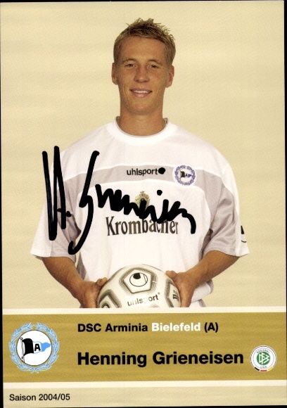 Autograph card footballer Henning Grieneisen, DSC Arminia Bielefeld, autograph