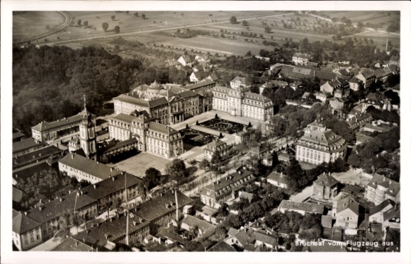 Postcard Bruchsal in Kraichgau, aerial photograph