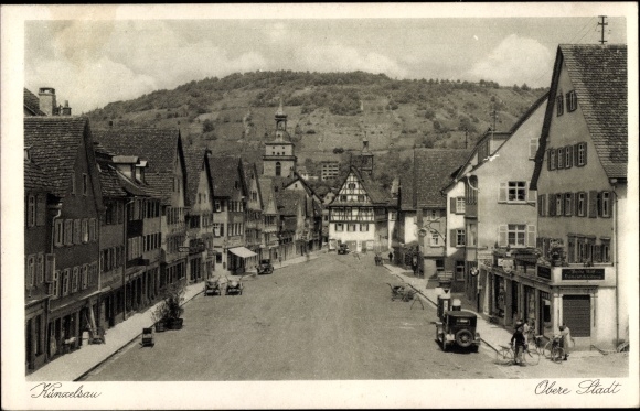 Postcard Künzelsau in the Hohenlohe district, view of the upper part of the city