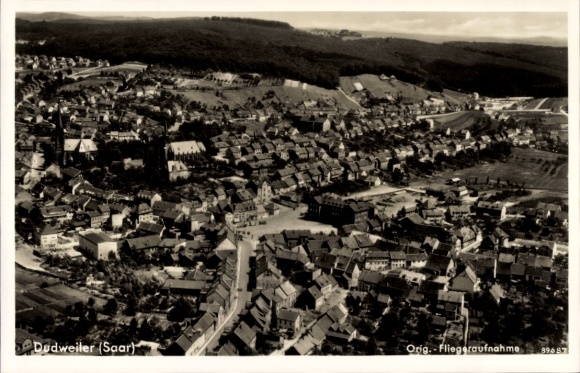 Postcard Dudweiler Saarbrücken in Saarland, aerial photograph