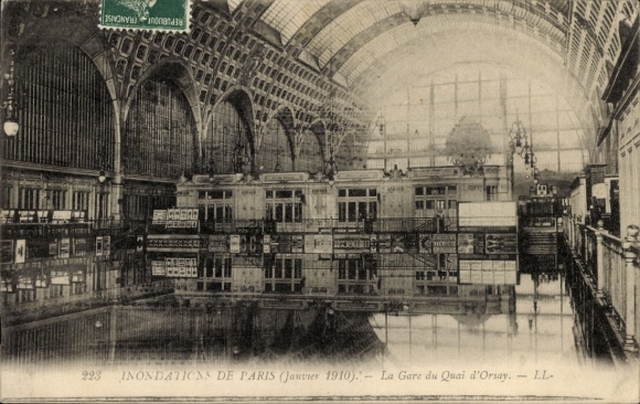 PC Paris IX Opéra, Gare du Quai d'Orsay, flood, January 1910,
