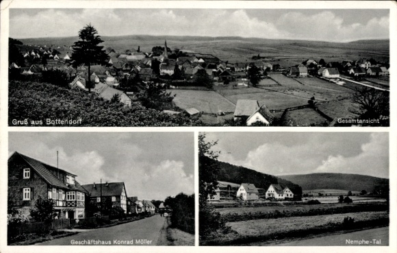 Postcard Bottendorf Burgwald in Hesse, commercial building, Nemphe Valley