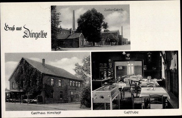 Postcard Dingelbe Schellerten in Lower Saxony, sugar factory, inn Himstedt