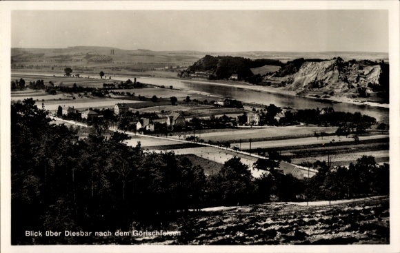 Ak Diesbar Seußlitz wijk van Meißen, uitzicht op de Görischfelsen