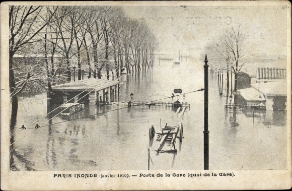 Ak Paris XIII., Inundaties 1910, Porte de la Gare, quai de la Gare