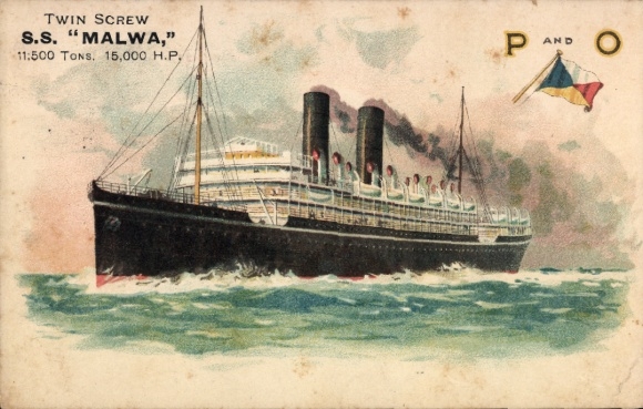 litho TS SS Malwa, P&O