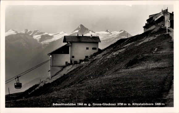 Ak Zell am See in Salzburg, Schmittenhöhe, Berglandschaft,  Gross-Glockner, Kitzsteinhorn, Seilba