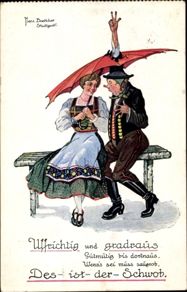 Artist Postcard Boettcher, Hans, Uffrecht and straight out of Schwob, Trachten