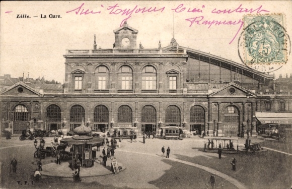 Postcard Lille Nord, train station