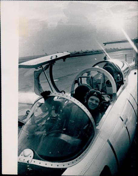 Photo Commander of the Soyuz 17 spacecraft, cosmonaut Alexei Gubarev in a training aircraft, 1975