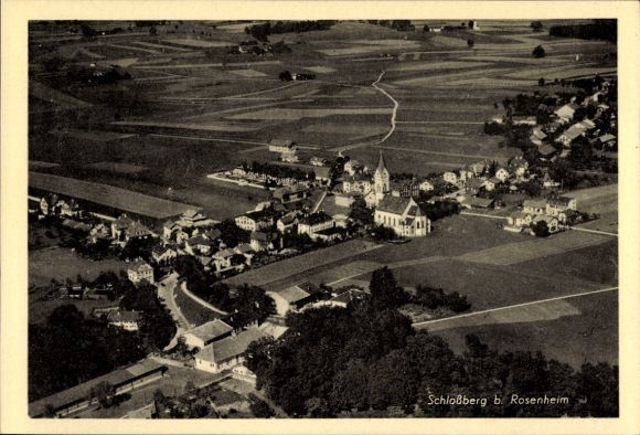 Postcard Schloßberg (near Rosenheim) Stephanskirchen Upper Bavaria, aerial photograph