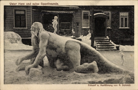 Postcard Clausthal Zellerfeld in the Upper Harz, snow building in front of Hotel Stadt London, R. Schmidt