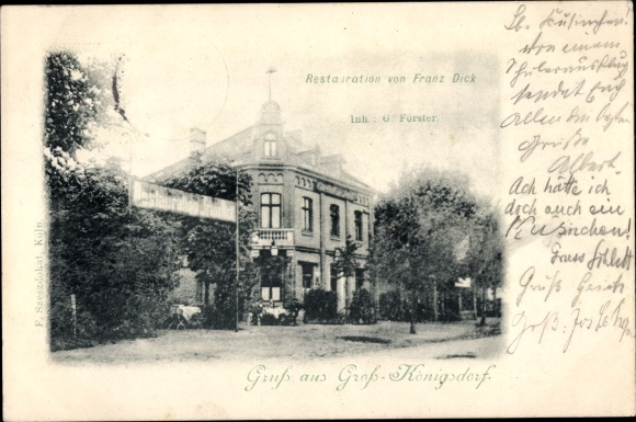 Postcard Großkönigsdorf Königsdorf Frechen in the Rhein Erft district, restoration by Franz Dick