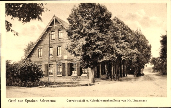Postcard Spraken Schwarme Lower Saxony, inn and commercial building Mr. Lindemann