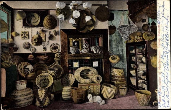 Postcard Arizona USA, Collection of Northwestern Indian Baskets