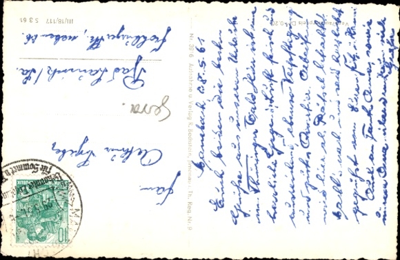 Postcard Manebach Ilmenau in Thuringia, climatic health resort Thuringian Forest, FDGB recreation home friendship