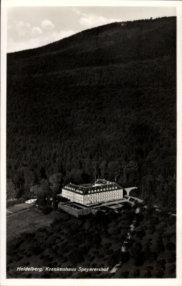 Postcard Heidelberg am Neckar, aerial photograph, Speyerershof Hospital