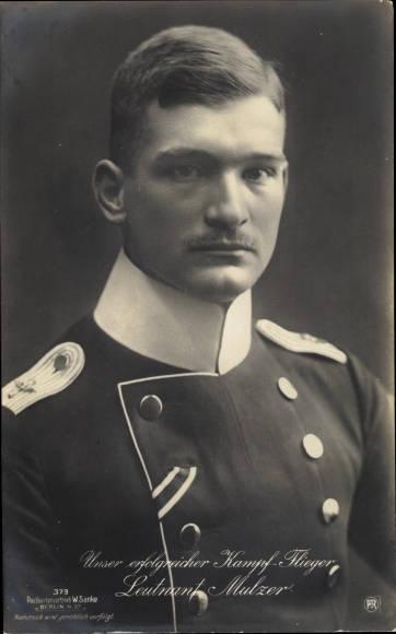 Postcard Lieutenant Max von Mulzer, fighter pilot 1. WW