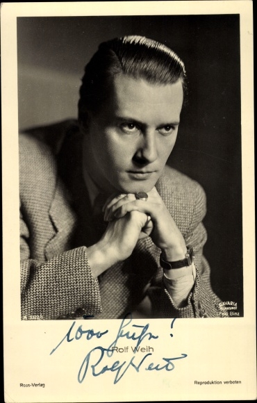 Postcard actor Rolf Weih, portrait, Ross 3322/1, autograph