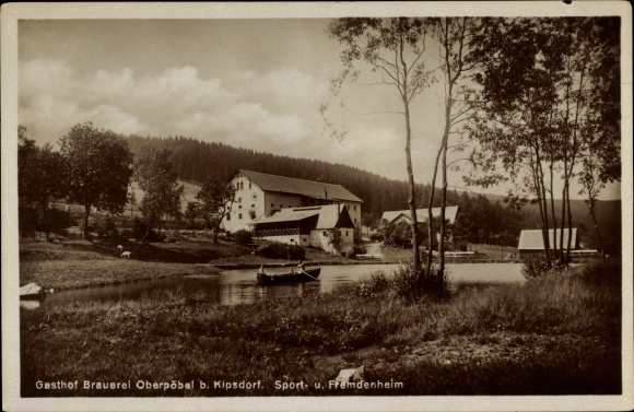Postcard Oberpöbel Dippoldiswalde in the Eastern Ore Mountains, inn brewery, sports and guest home, owner Meinig