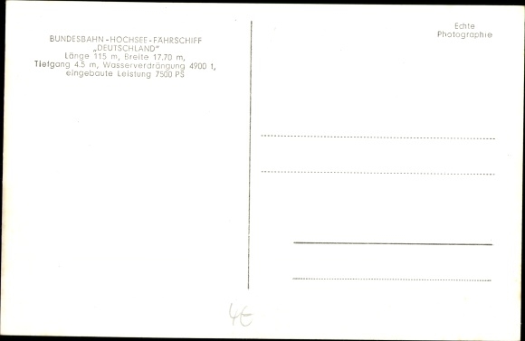 Postcard ferry Germany, side view