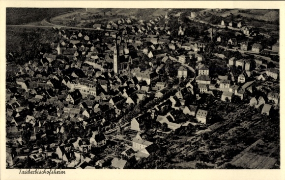 Postcard Tauberbischofsheim in Baden, aerial photograph