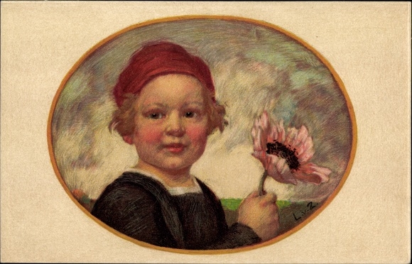 Artist PC Zumbusch, Ludwig von, Bavarian Flower Day 1913, child with poppies