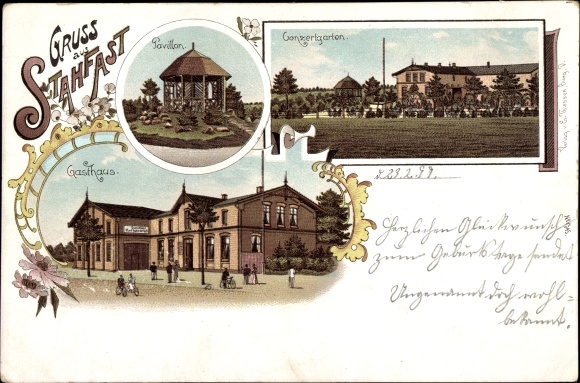 Litho Stahfast Ottenbüttel in Holstein, Gasthaus, Konzertgarten, Pavillon