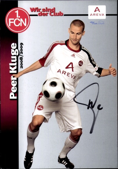 Autograph card footballer Peer Kluge, 1. FC Nuremberg, autograph