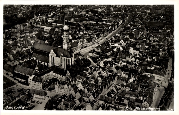 Postcard Augsburg in Swabia, aerial view of building, city view