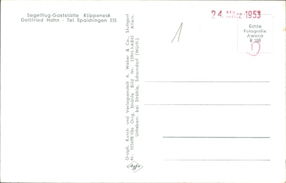 Postcard Spaichingen in Württemberg, Klippeneck gliding airfield, Denkingen, aerial photograph