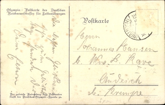 Artist Postcard Hofer, G., Olympics 1928, runner, German Reich Committee for Physical Exercise