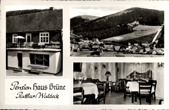 Postcard Rattlar Willingen Upland, Pension Haus Brüne, Panorama of the village