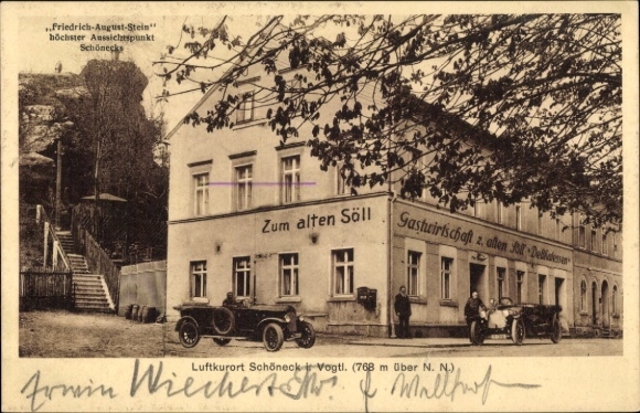 Ak Schöneck im Vogtland, Gastwirtschaft Zum alten Söll, Friedrich August Stein