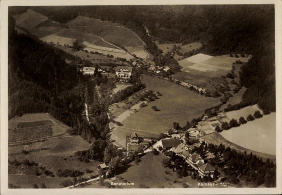 Ak Glotterbad im Schwarzwald, Fliegeraufnahme, Kuranstalt
