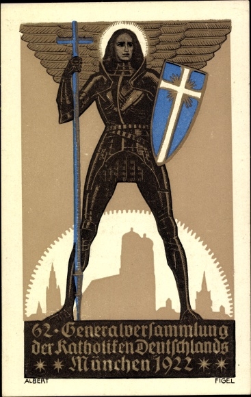 Artist Postcard Figel, Albert, Munich Bavaria, 62nd General Assembly of Catholics 1922, St. Michael