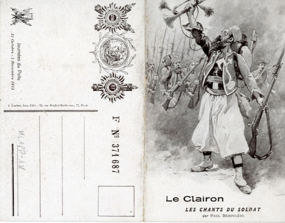Song Klapp Postcard Le Clairon, Les Chants du Soldat, Paul Deroulede, Colonial Warriors