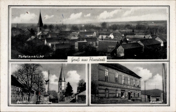 Postcard Apolda in Thuringia, long shot, monument, church, inn
