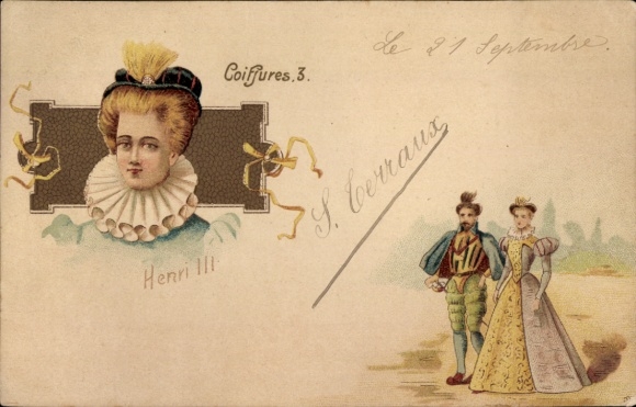 Chromo-Litho clothing and hairstyle at the time of King Henry III.