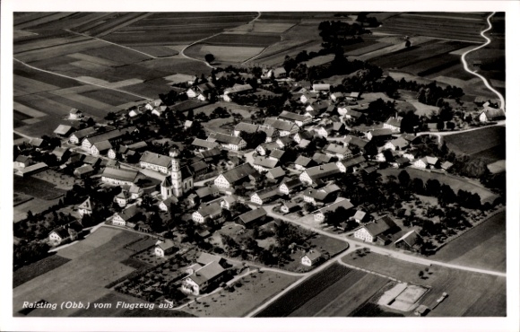 Postcard Raisting Upper Bavaria, aerial photograph